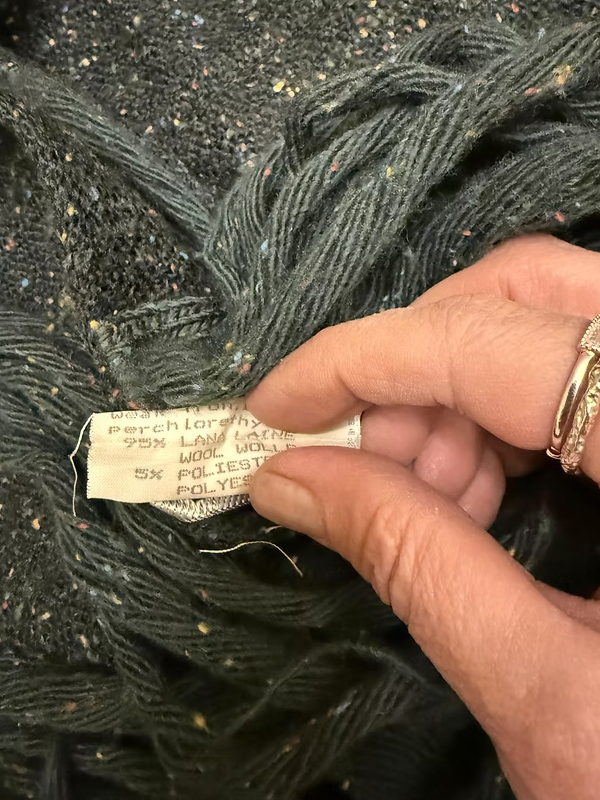 Vintage İtalyan Püsküllü Yün Şal