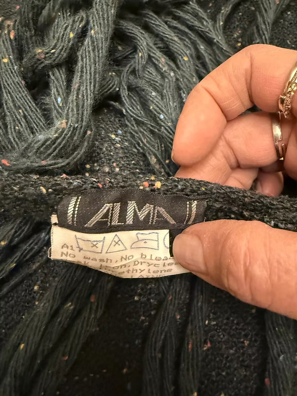 Vintage İtalyan Püsküllü Yün Şal