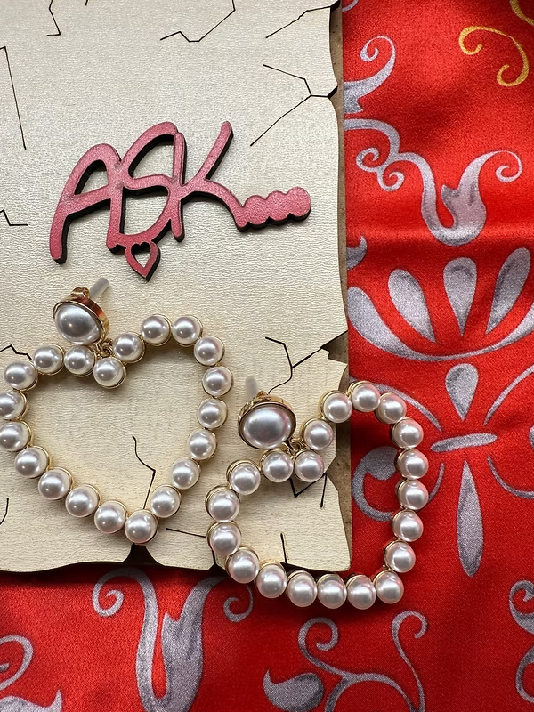 Suni incili kalp küpe