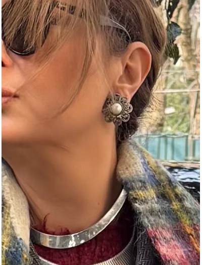 Vintage İncili Gümüş Küpe Vintage İncili Gümüş Küpe