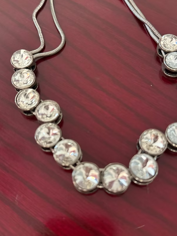 Vintage Yuvarlak Kristal Taşlı Kolye