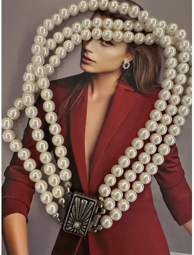 Vintage suni inci 3 sıra kolye