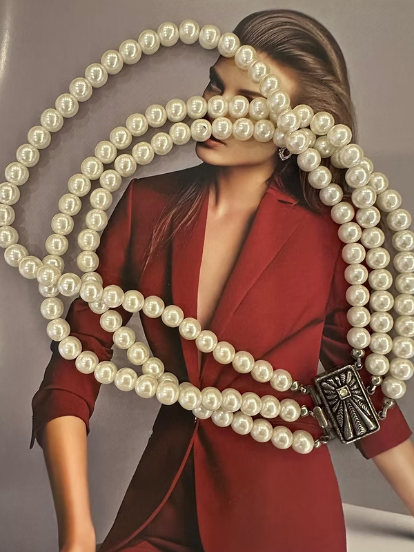 Vintage suni inci 3 sıra kolye