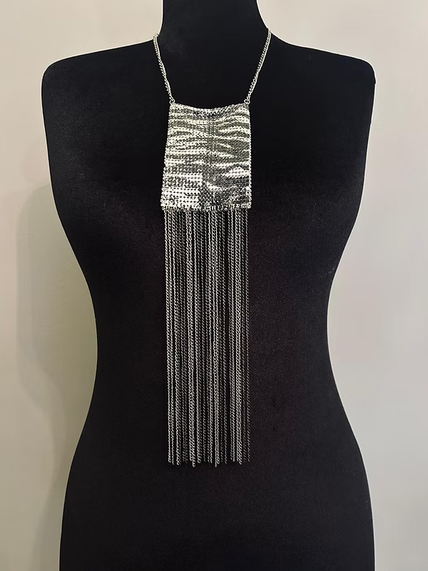 Vintage gümüş Mesh kolye