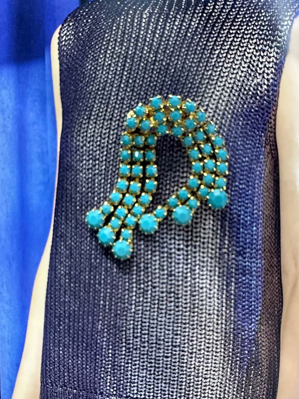 Vintage 60’lar turkuaz taşlı antik broş