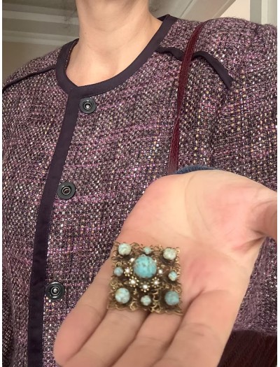 Vintage 60’lar turkuaz antik broş