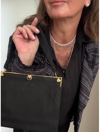 Vintage 70s taşlı zincir kolye