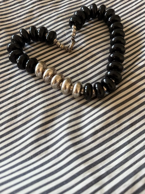 Siyah &Gümüş Kolye