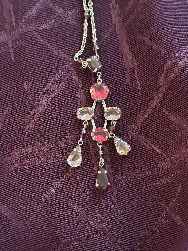 Vintage Mor & Pembe Taşlı Kolye