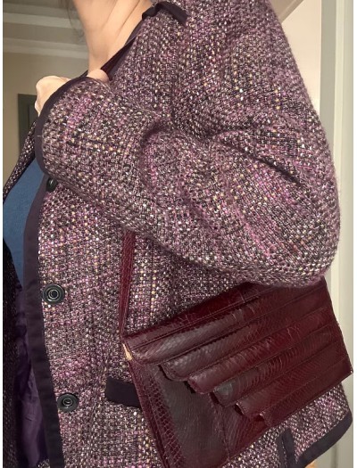 Vintage Bordo Yılan Derisi Çanta