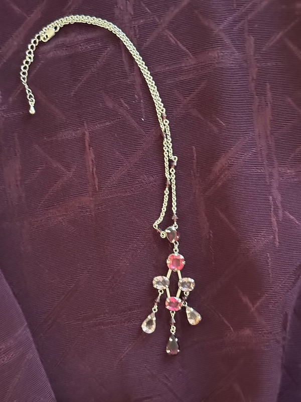 Vintage Mor & Pembe Taşlı Kolye