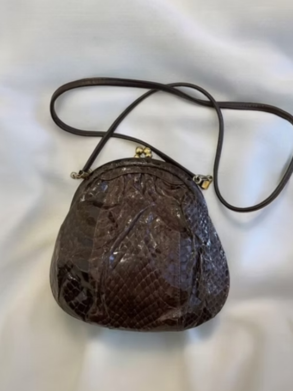 Vintage 80'ler yılan derisi çanta