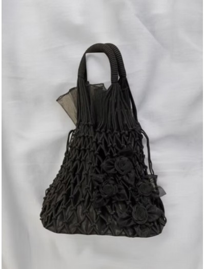 Vintage Organze Tül Detaylı Saten Çanta Vintage Organze Tül Detaylı Saten Çanta