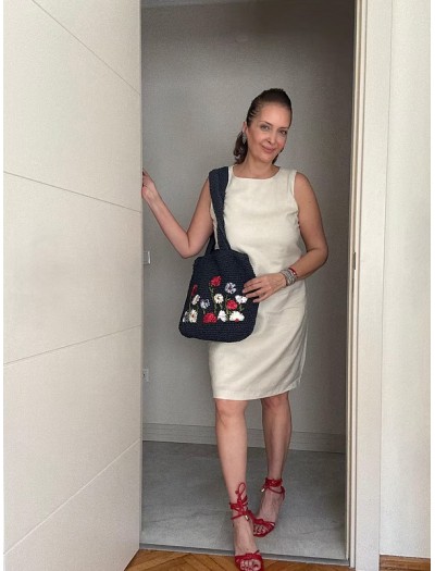 Vintage Çiçekli Hasır Çanta