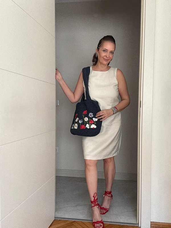 Vintage Çiçekli Hasır Çanta