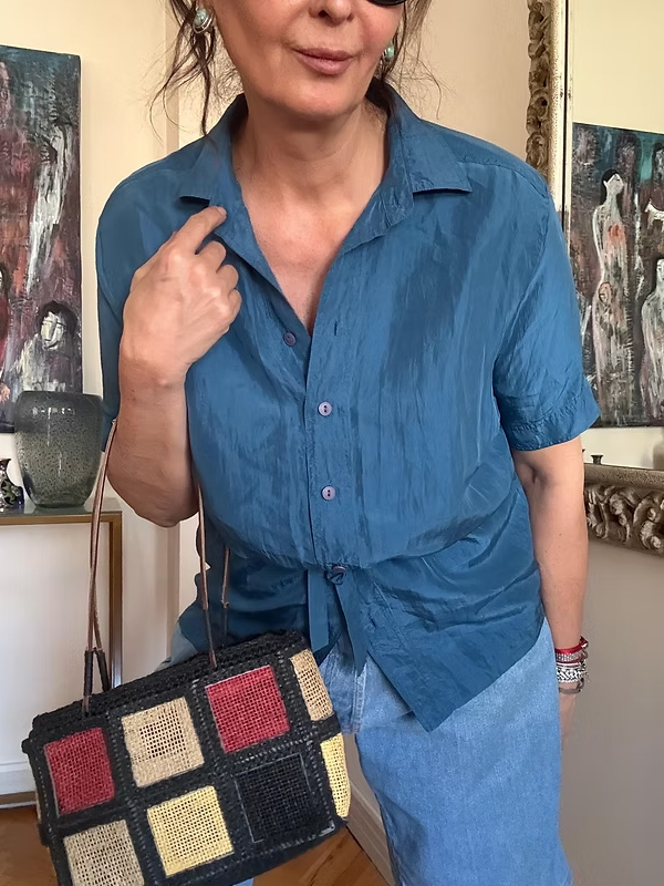 Vintage Hasır Patchwork Çanta