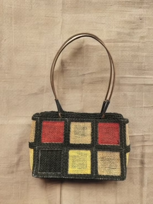 Vintage Hasır Patchwork Çanta