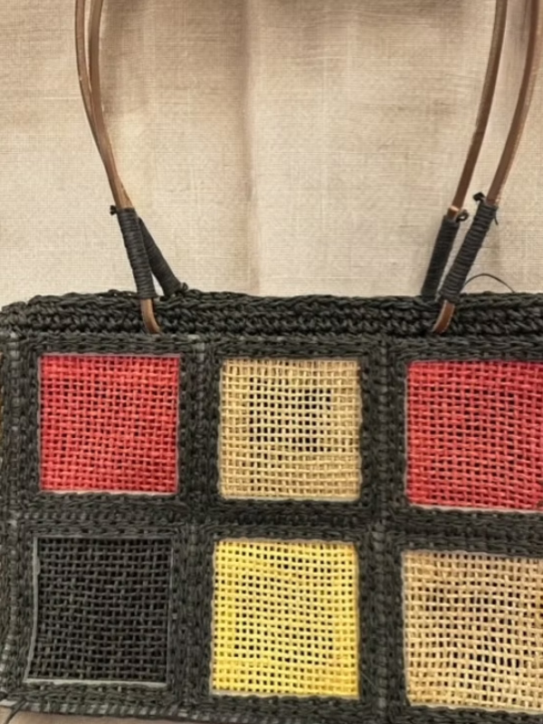 Vintage Hasır Patchwork Çanta