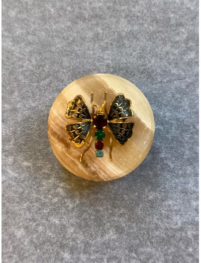 Vintage Paris Gold Zümrüt & Yakut Taşlı Kelebek Broş Vintage Paris Gold Zümrüt & Yakut Taşlı Kelebek Broş