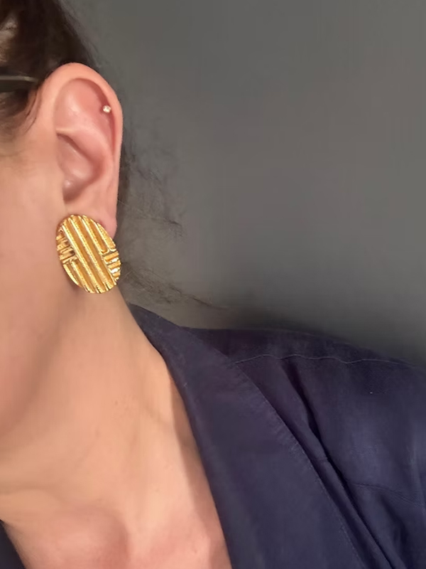 Vintage 80s Gold Klipsli Küpe