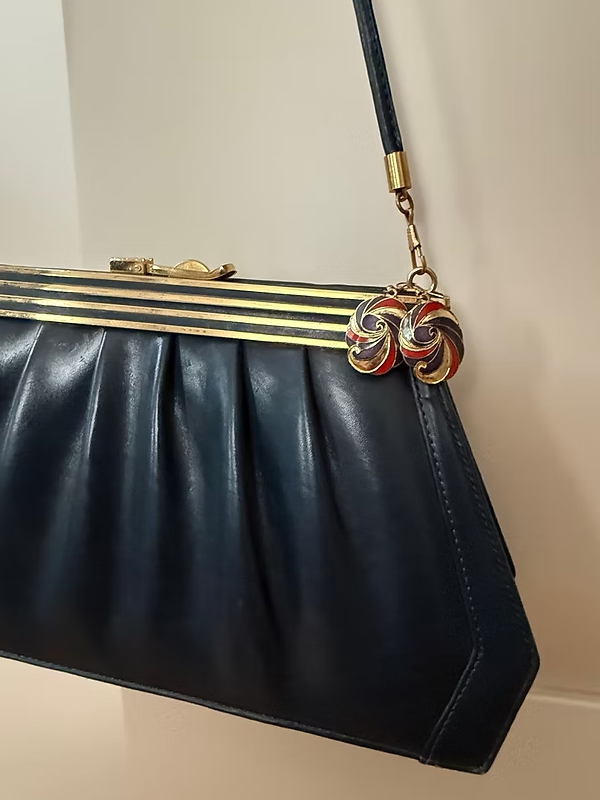 Vintage 80's Cloisonne Mineli Küpe ( Kırmızı)