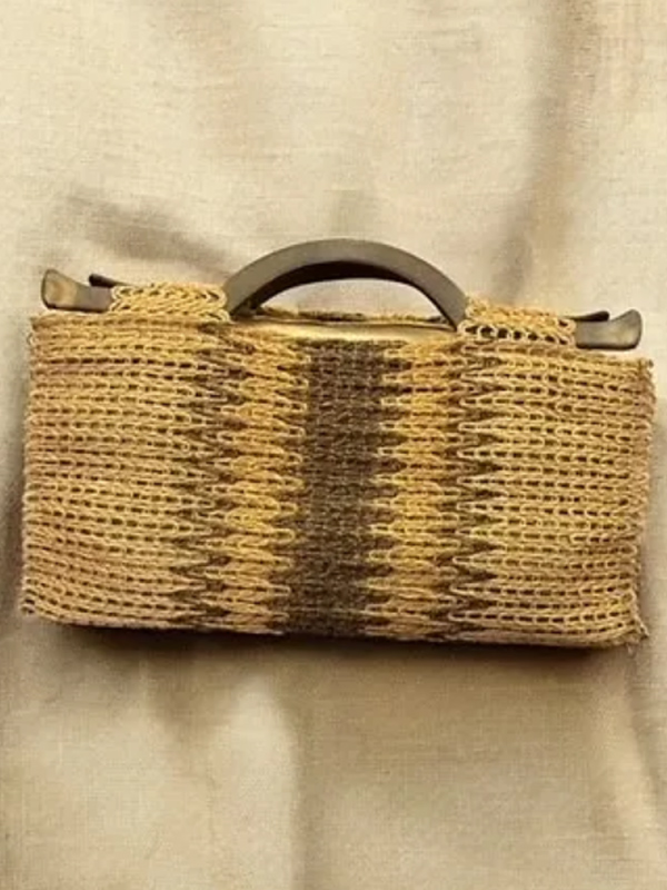 Vintage Hasır Ahşap Saplı Çanta