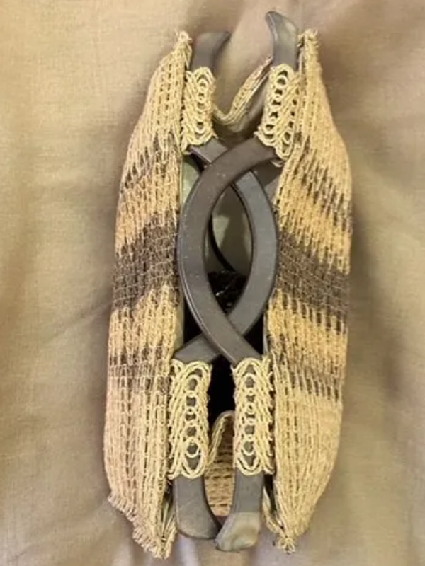 Vintage Hasır Ahşap Saplı Çanta