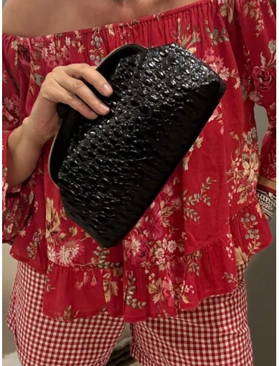 Vintage 80'ler kabartma baskılı portföy çanta