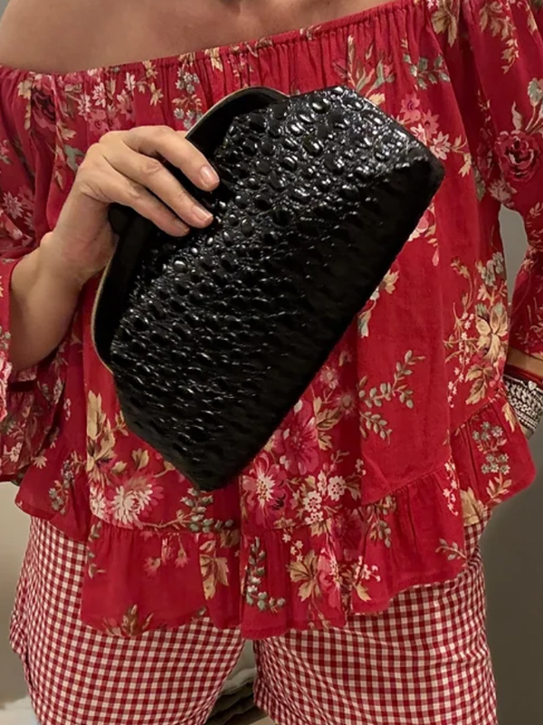 Vintage 80'ler kabartma baskılı portföy çanta