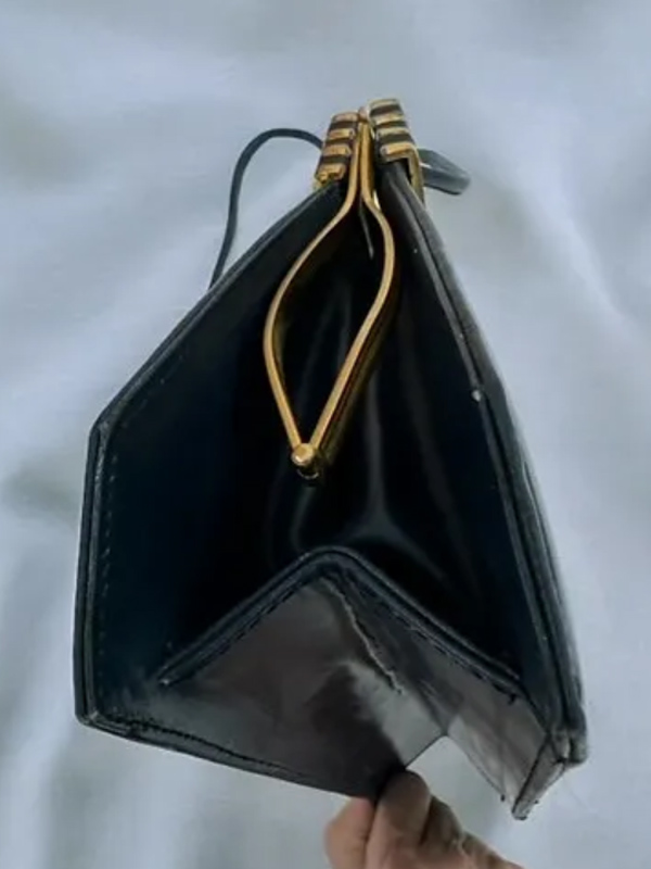 Vintage 80'ler  Lacivert Deri Çanta