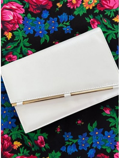 Vintage Beyaz Sedefli Deri Çanta