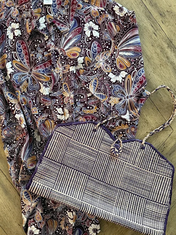 Vintage Çizgili Hasır Çanta / Bali