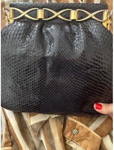 Vintage Yılan Derisi Clutch Çanta