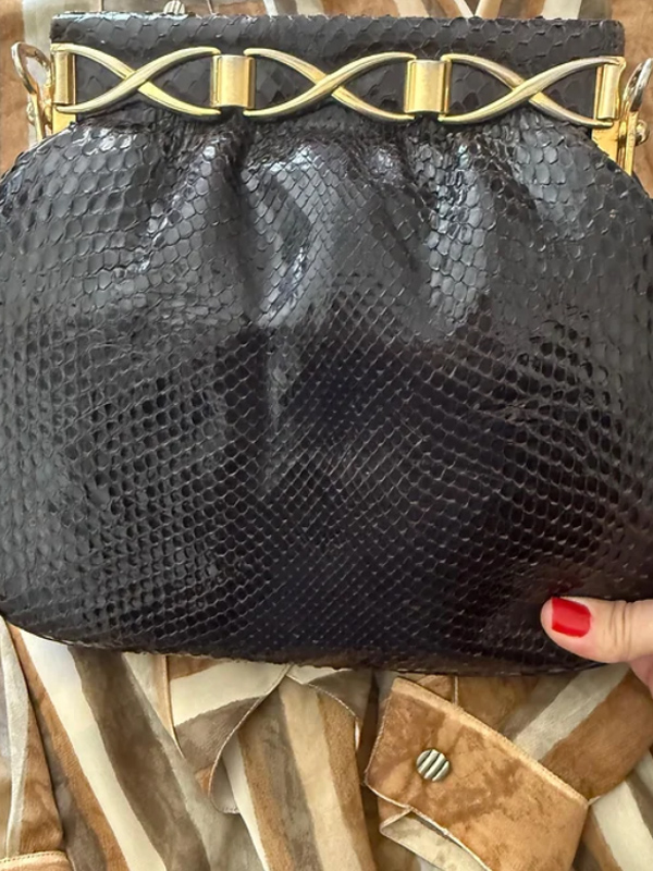 Vintage Yılan Derisi Clutch Çanta
