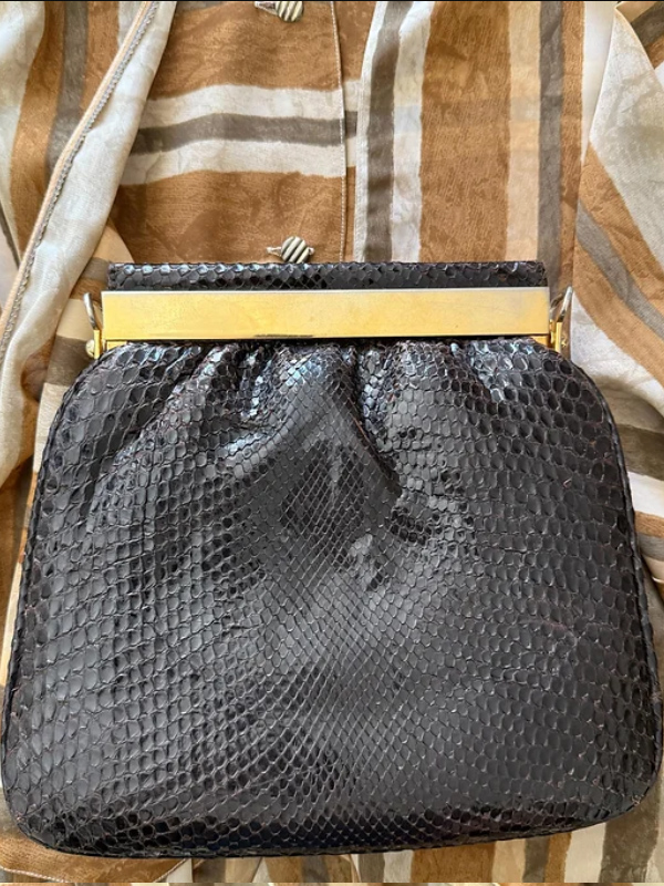 Vintage Yılan Derisi Clutch Çanta
