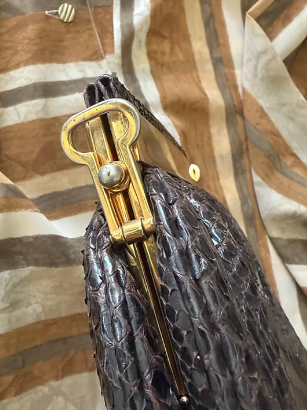 Vintage Yılan Derisi Clutch Çanta